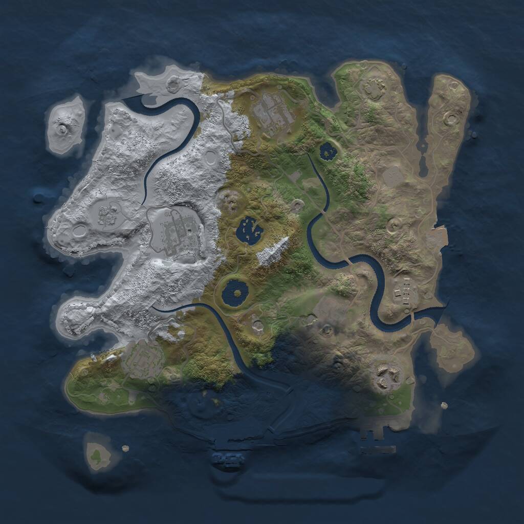 Rust Map: Procedural Map, Size: 3000, Seed: 69777, 13 Monuments