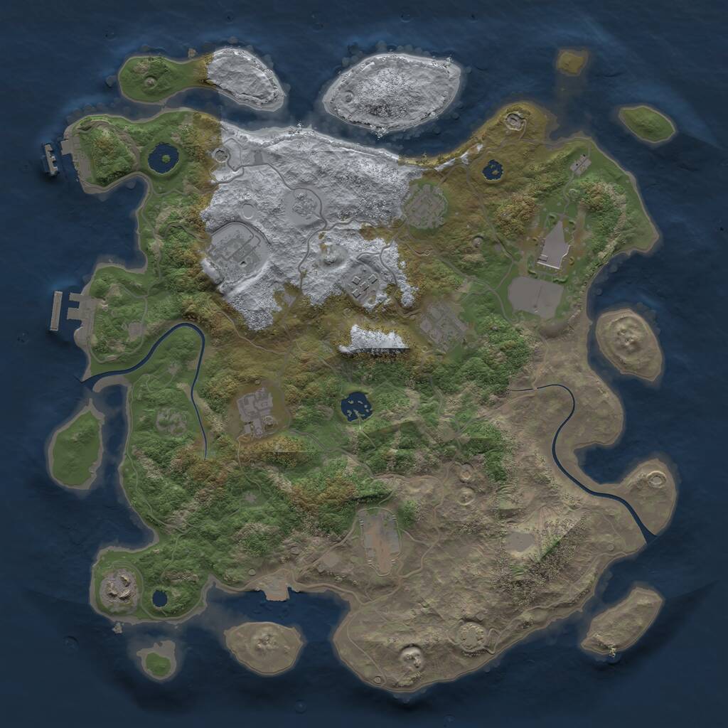 Rust Map: Procedural Map, Size: 3700, Seed: 1645354197, 15 Monuments