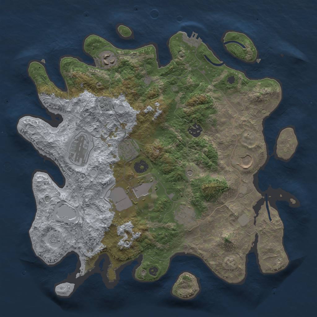 Rust Map: Procedural Map, Size: 3500, Seed: 1735675596, 14 Monuments