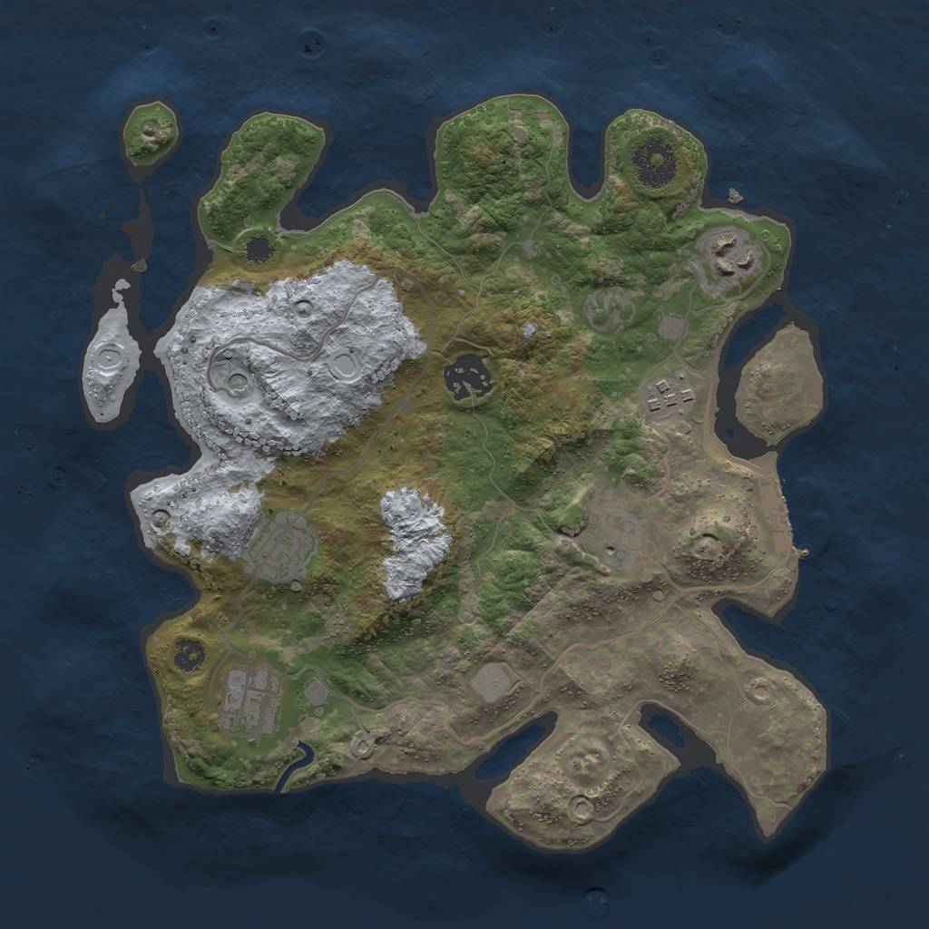 Rust Map: Procedural Map, Size: 3000, Seed: 33252, 11 Monuments