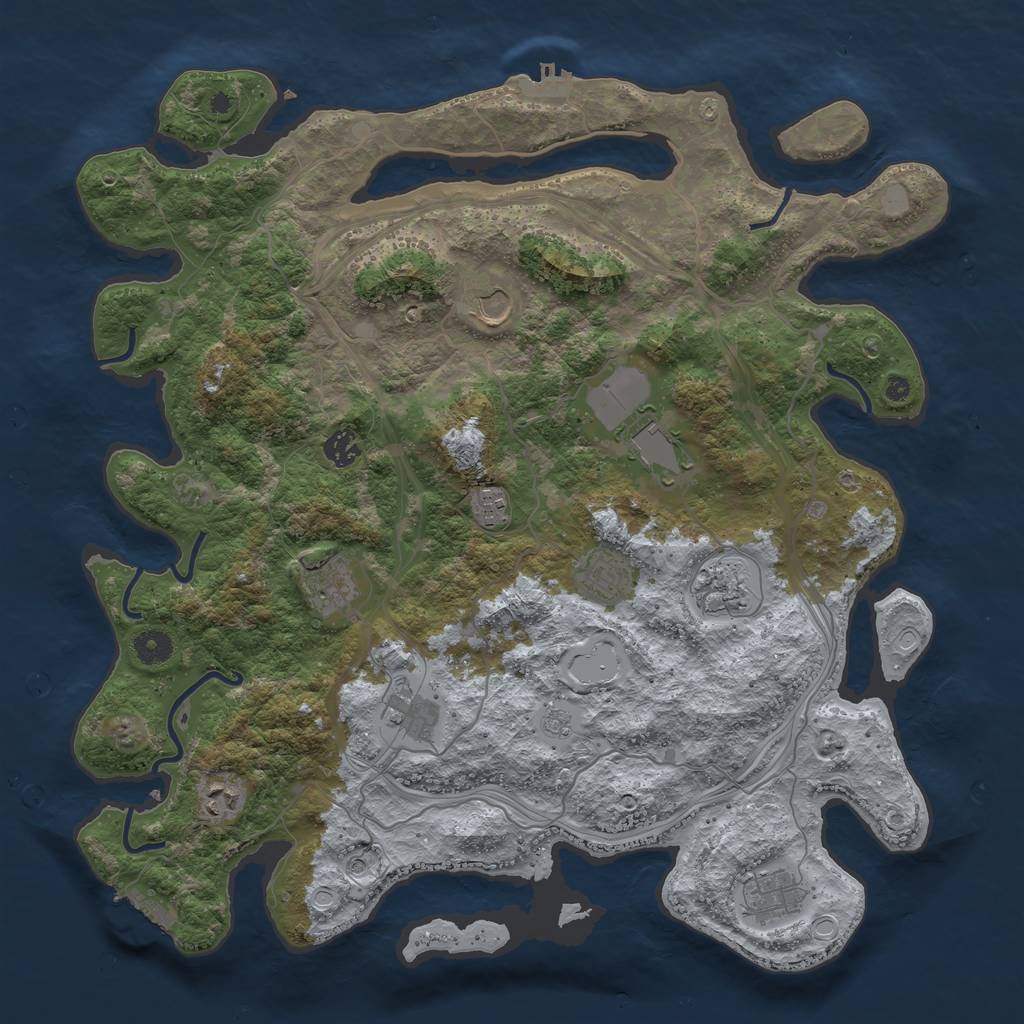 Rust Map: Procedural Map, Size: 4250, Seed: 2147001221, 17 Monuments