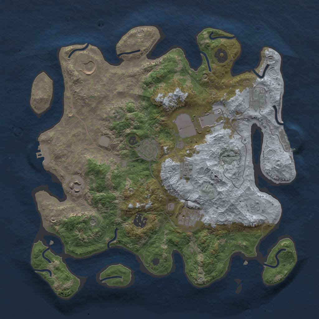 Rust Map: Procedural Map, Size: 3500, Seed: 70530801, 15 Monuments