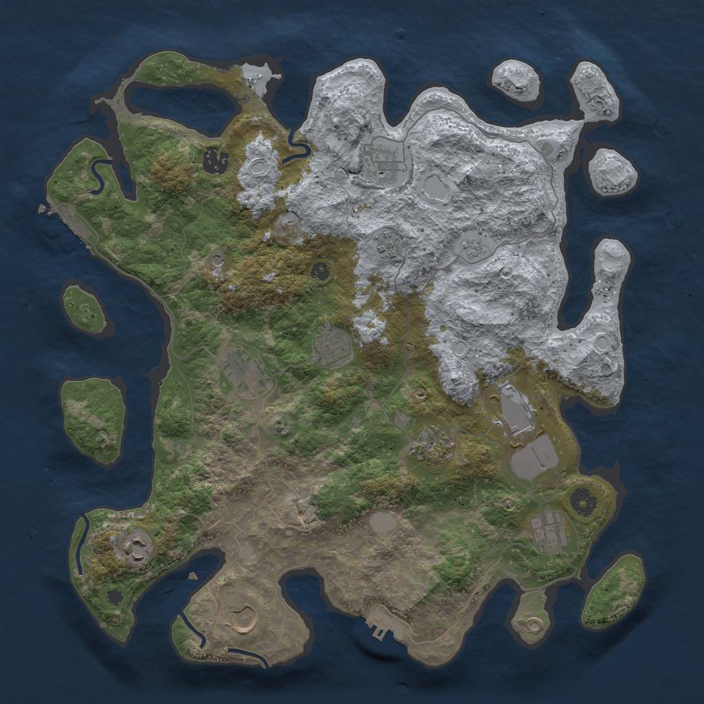 Rust Map: Procedural Map, Size: 3900, Seed: 481543351, 17 Monuments