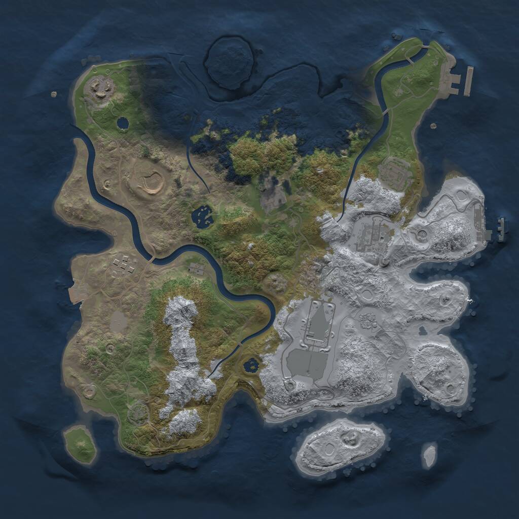 Rust Map: Procedural Map, Size: 3500, Seed: 1329113508, 14 Monuments