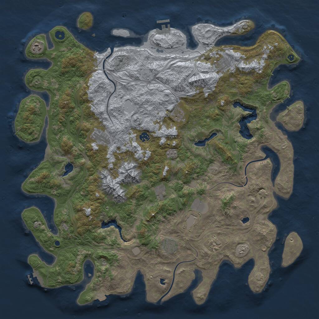 Rust Map: Procedural Map, Size: 5000, Seed: 140052214, 16 Monuments