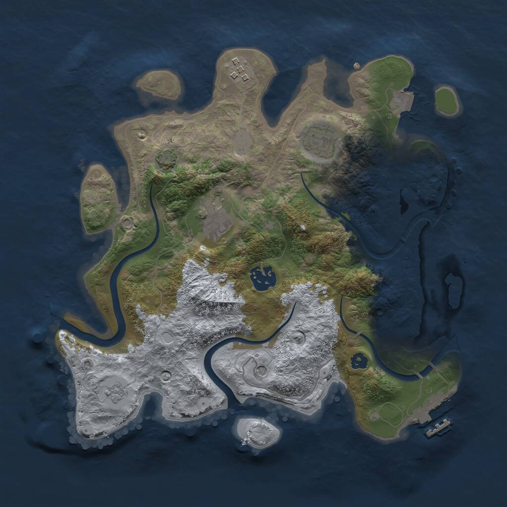 Rust Map: Procedural Map, Size: 3000, Seed: 844372850, 9 Monuments