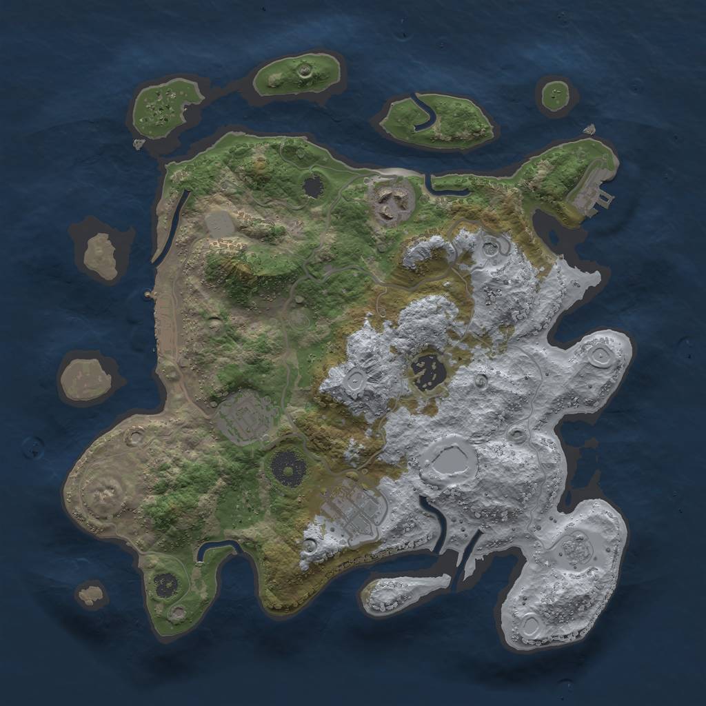 Rust Map: Procedural Map, Size: 3000, Seed: 34634634, 11 Monuments