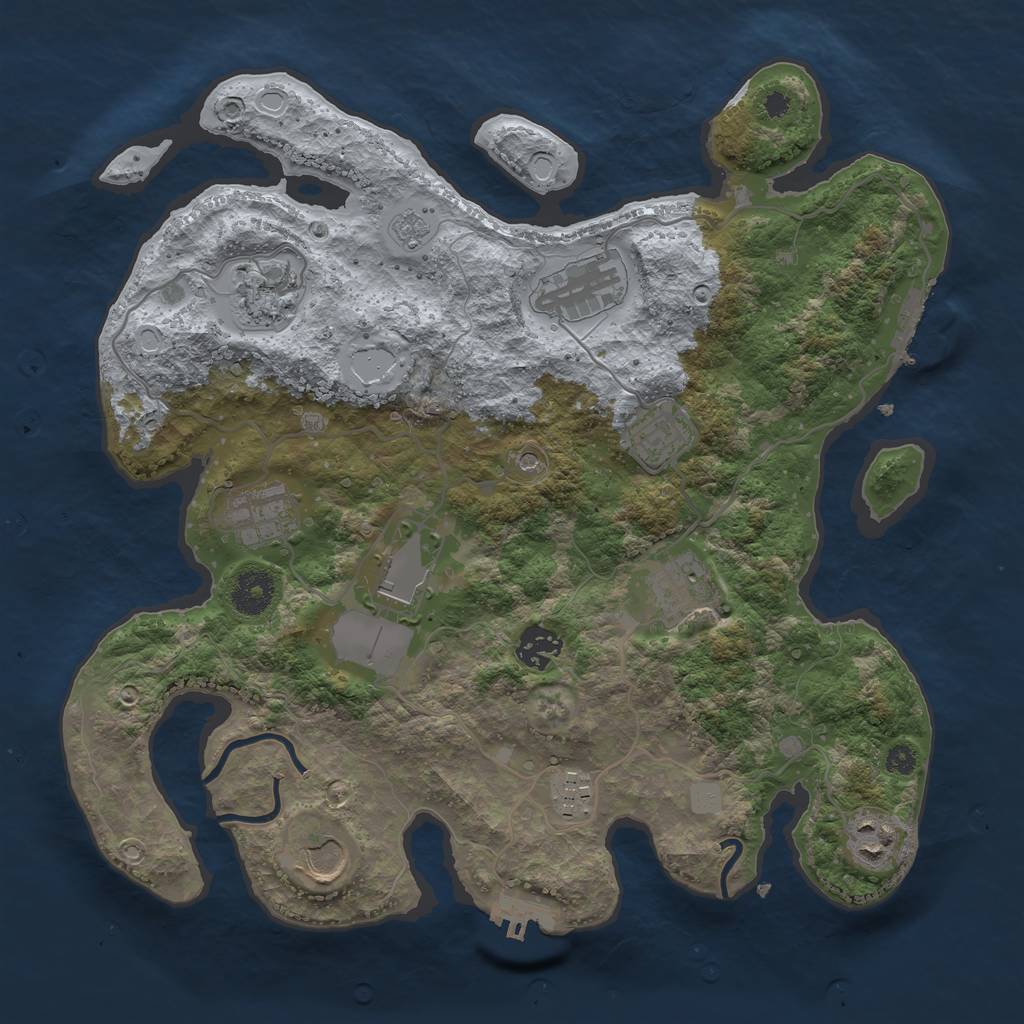 Rust Map: Procedural Map, Size: 3500, Seed: 1057630538, 17 Monuments