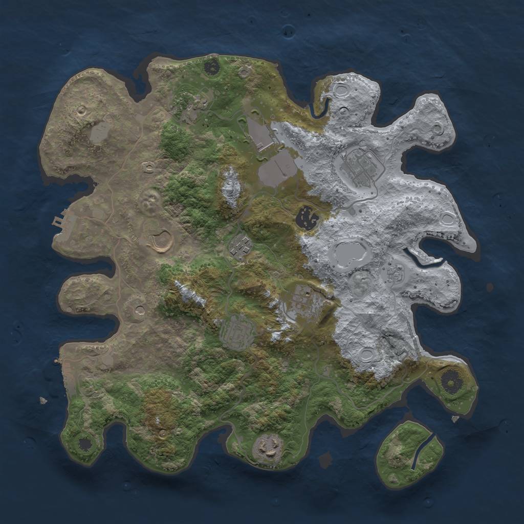 Rust Map: Procedural Map, Size: 3500, Seed: 96856578, 16 Monuments