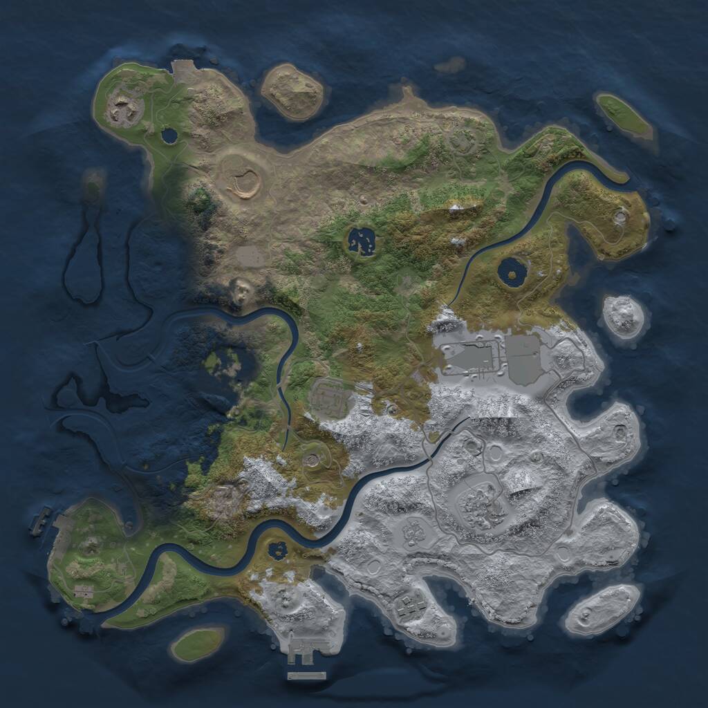 Rust Map: Procedural Map, Size: 3700, Seed: 1230920727, 14 Monuments