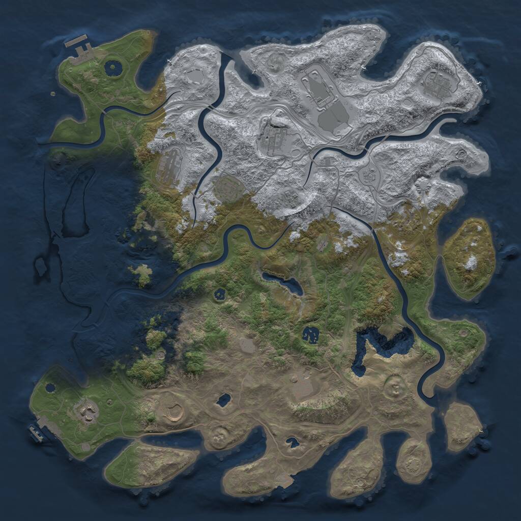 Rust Map: Procedural Map, Size: 4500, Seed: 1940268499, 17 Monuments