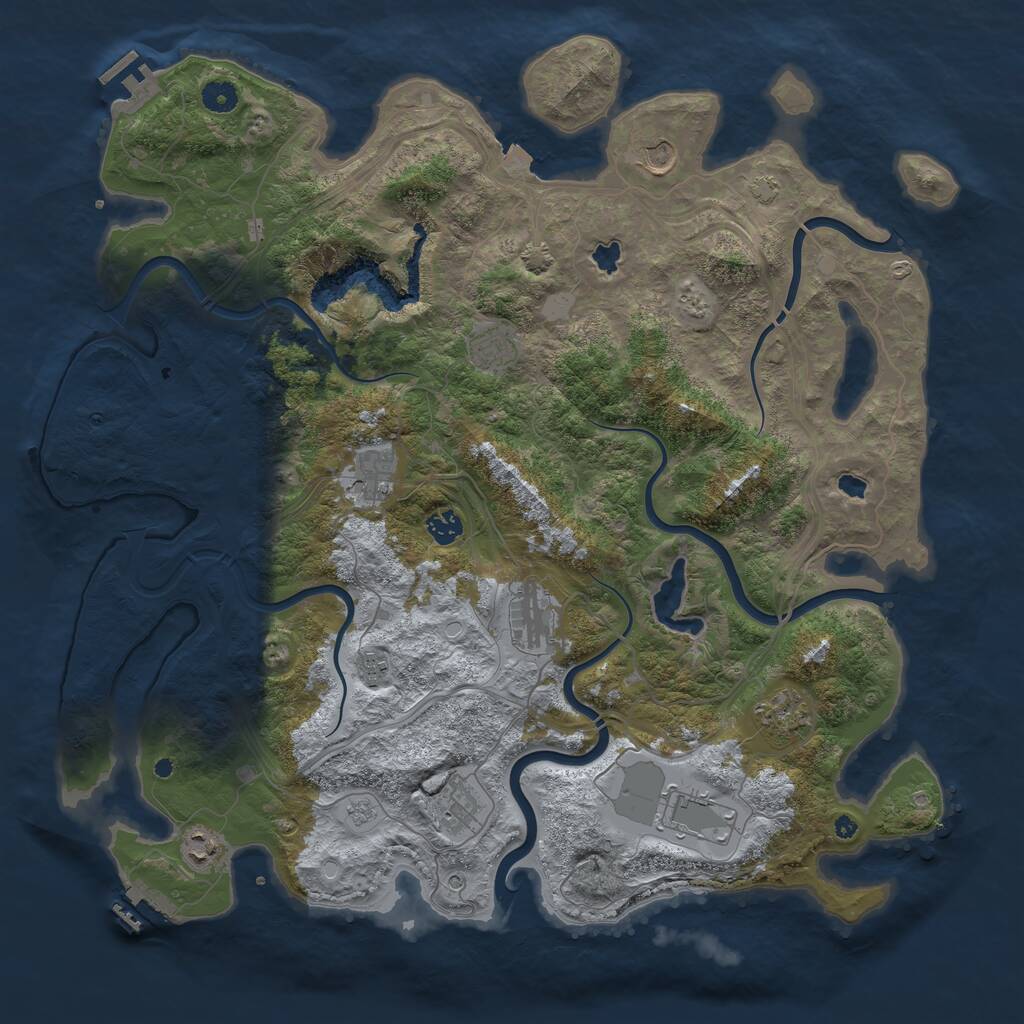 Rust Map: Procedural Map, Size: 4500, Seed: 289248828, 16 Monuments
