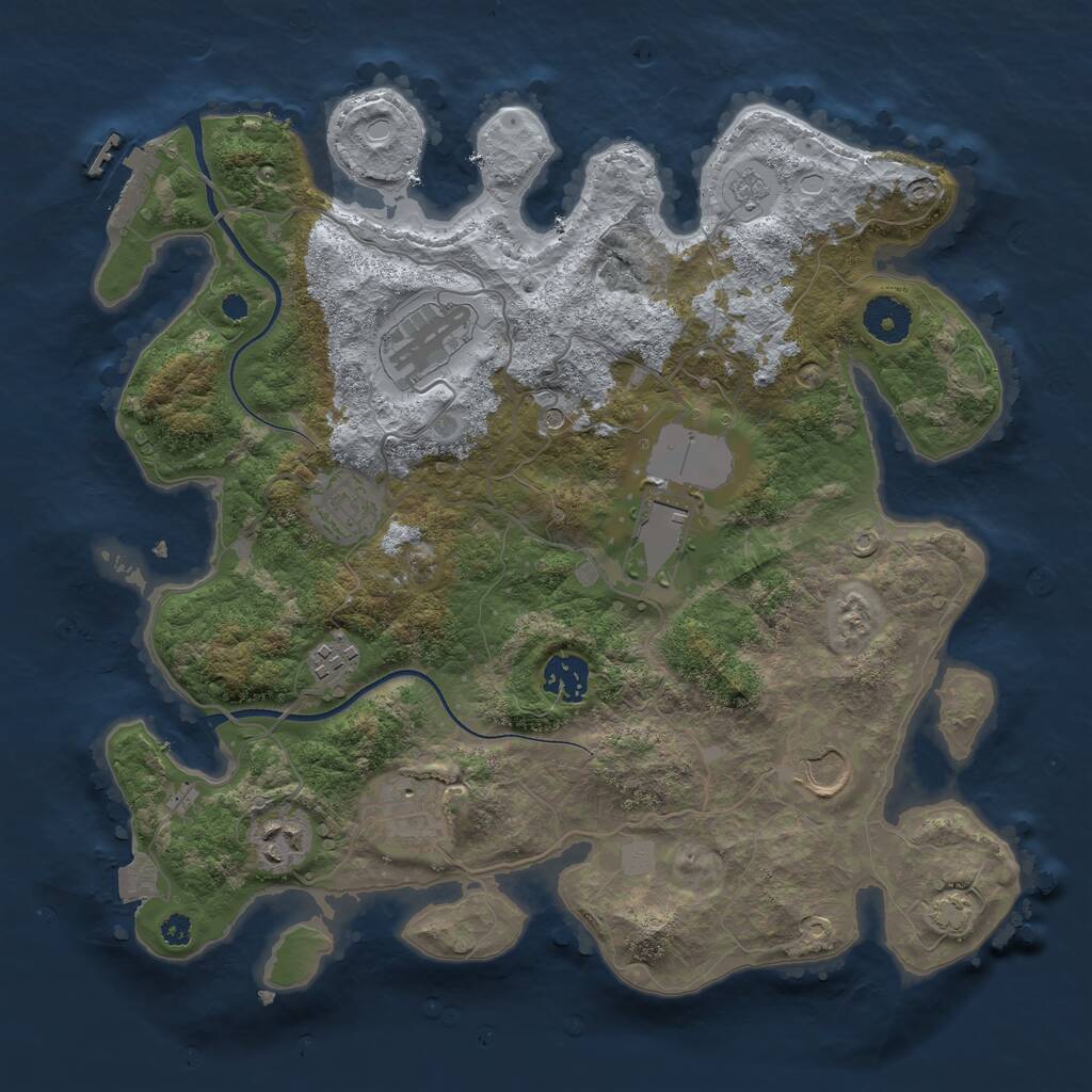 Rust Map: Procedural Map, Size: 3500, Seed: 39516, 13 Monuments