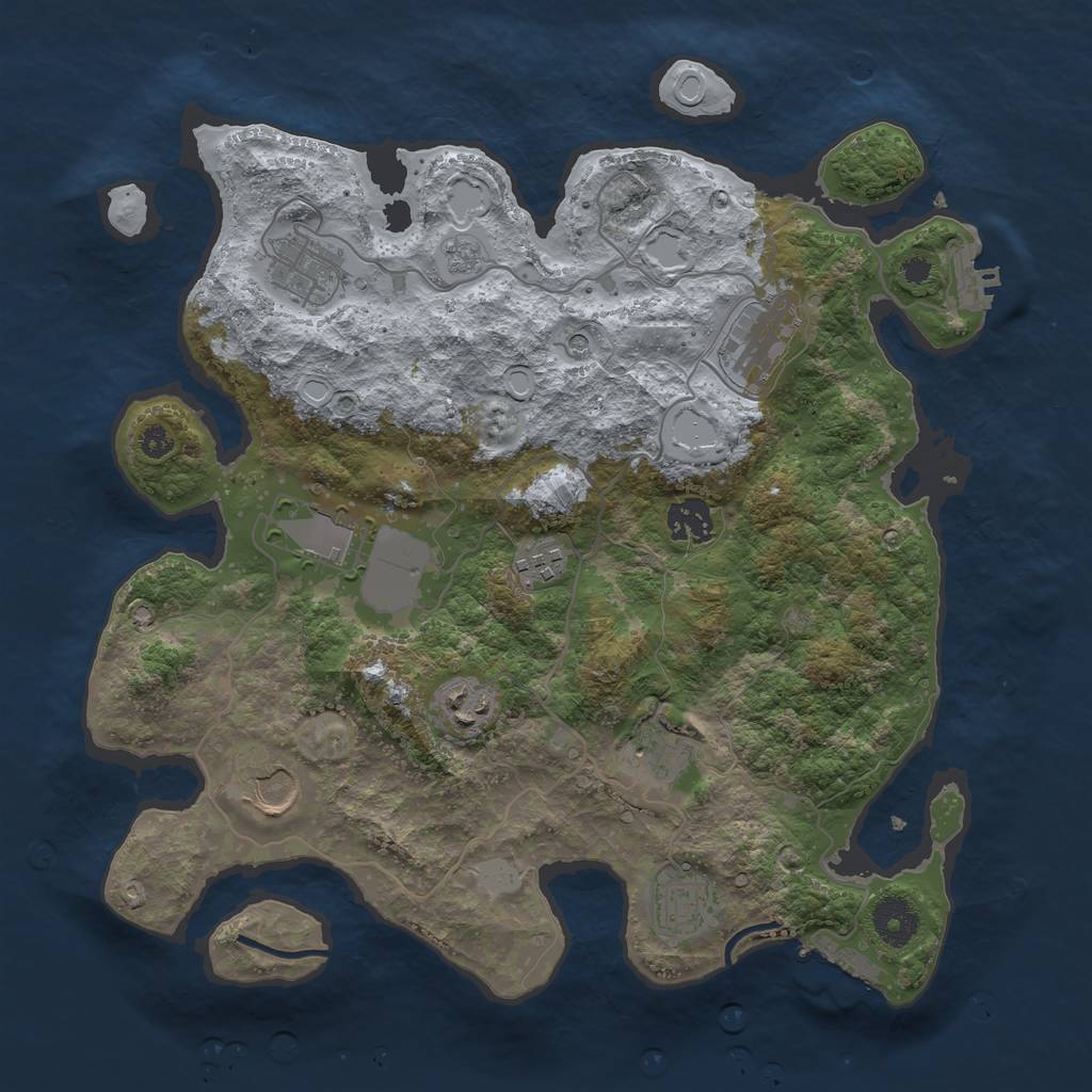 Rust Map: Procedural Map, Size: 3500, Seed: 67641897, 16 Monuments