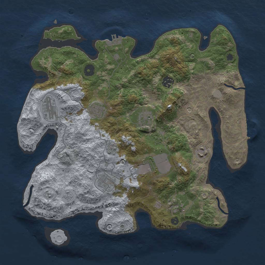 Rust Map: Procedural Map, Size: 3500, Seed: 66774768, 16 Monuments