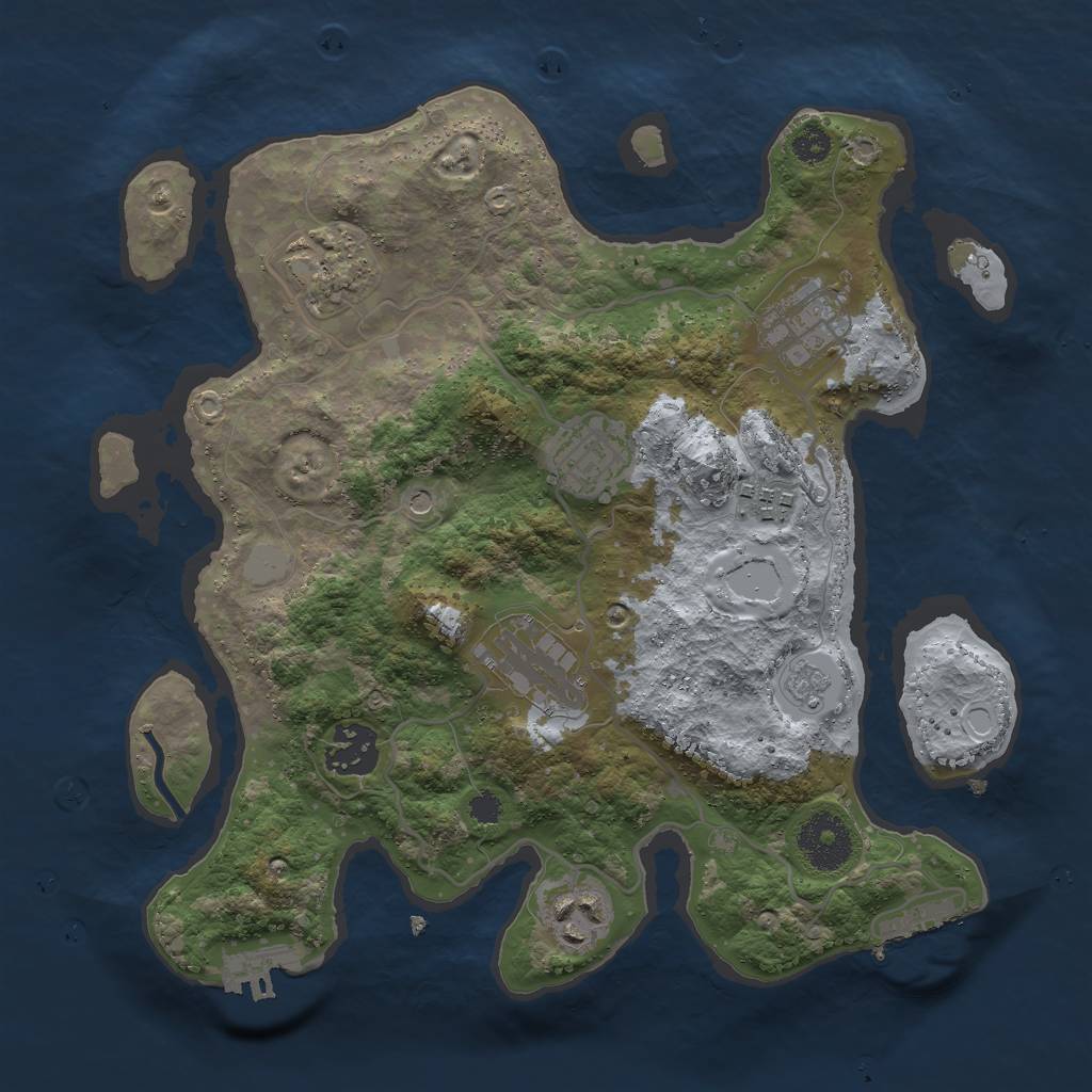 Rust Map: Procedural Map, Size: 3000, Seed: 1415716914, 14 Monuments