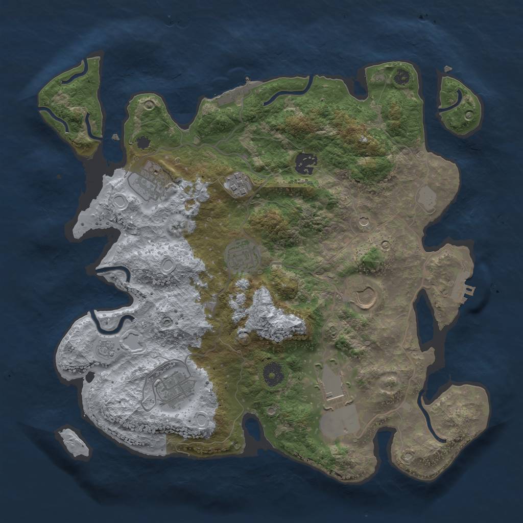 Rust Map: Procedural Map, Size: 3500, Seed: 871193, 14 Monuments