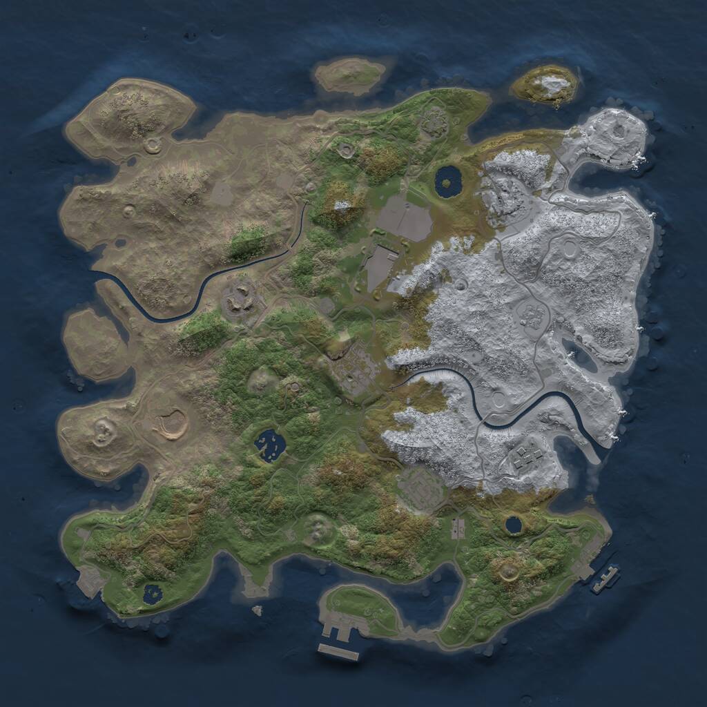 Rust Map: Procedural Map, Size: 3500, Seed: 1411654167, 13 Monuments