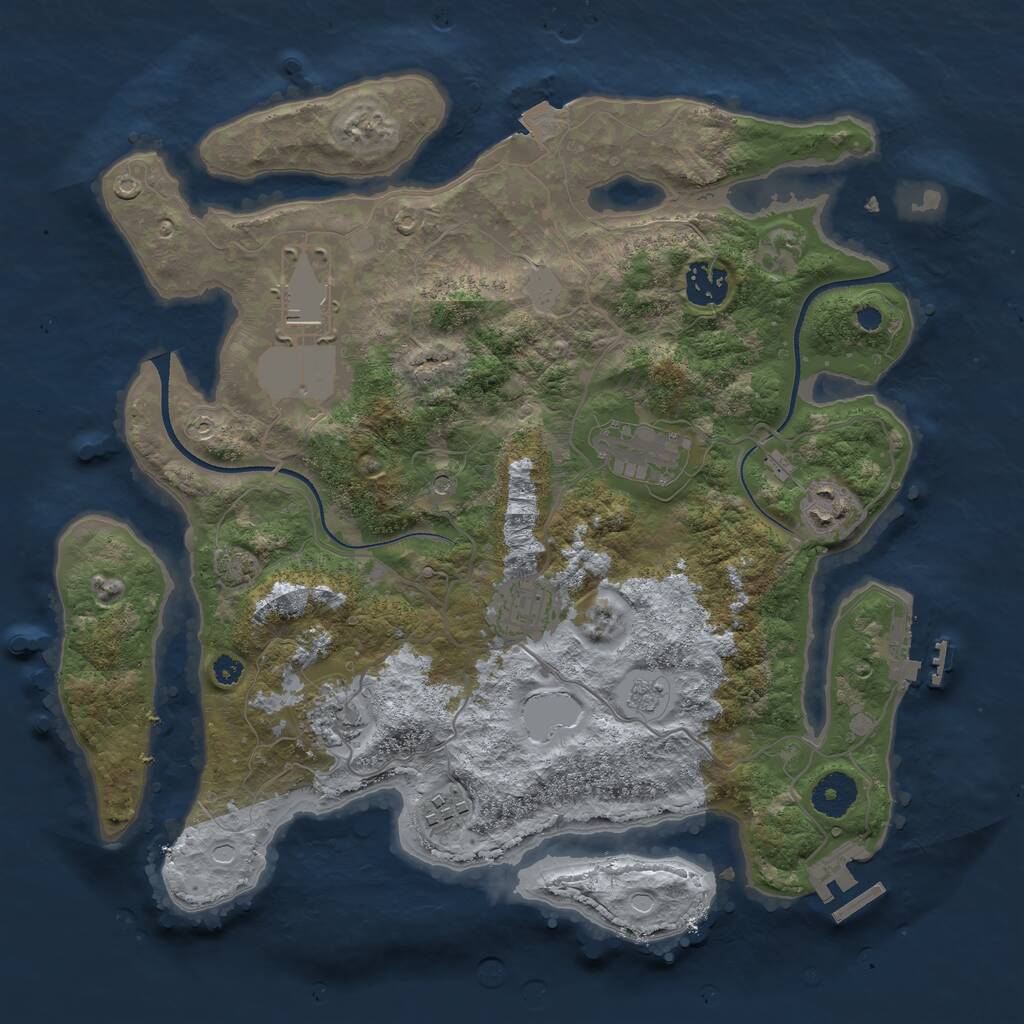 Rust Map: Procedural Map, Size: 3500, Seed: 33606942, 13 Monuments