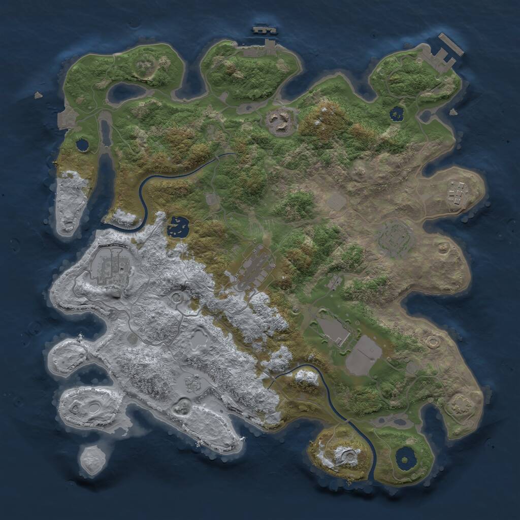 Rust Map: Procedural Map, Size: 3500, Seed: 17730388, 13 Monuments