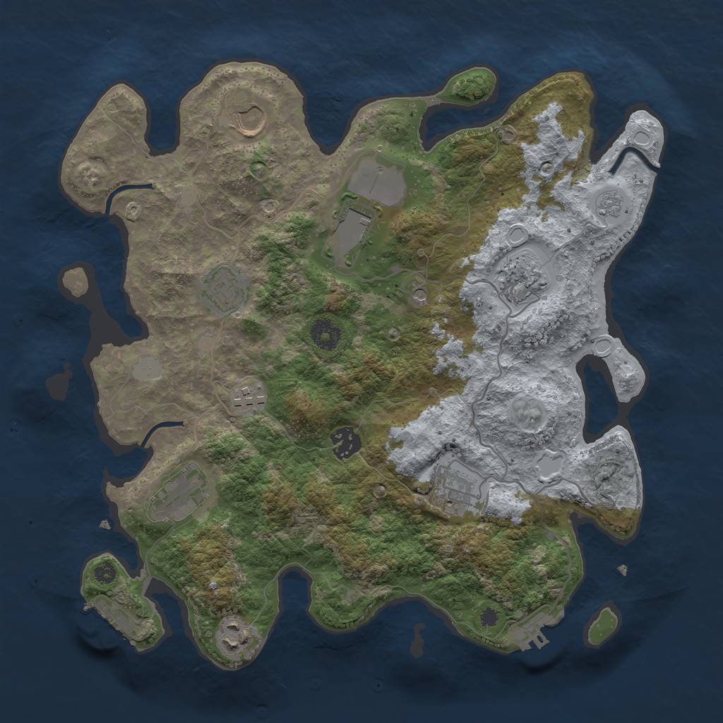 Rust Map: Procedural Map, Size: 3500, Seed: 953445, 16 Monuments