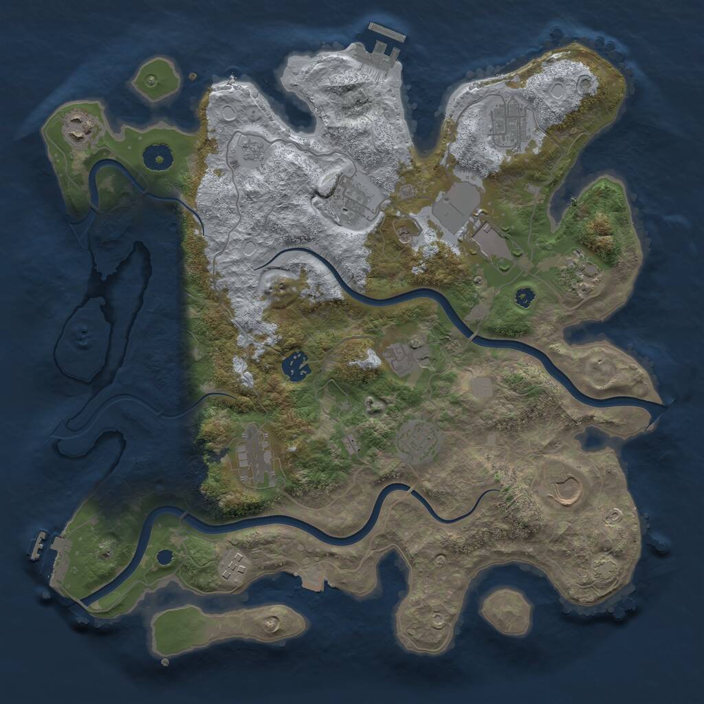 Rust Map: Procedural Map, Size: 3700, Seed: 653203615, 17 Monuments