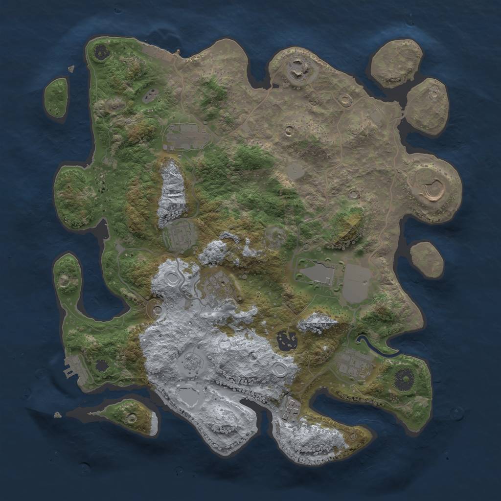 Rust Map: Procedural Map, Size: 3500, Seed: 65324408, 16 Monuments