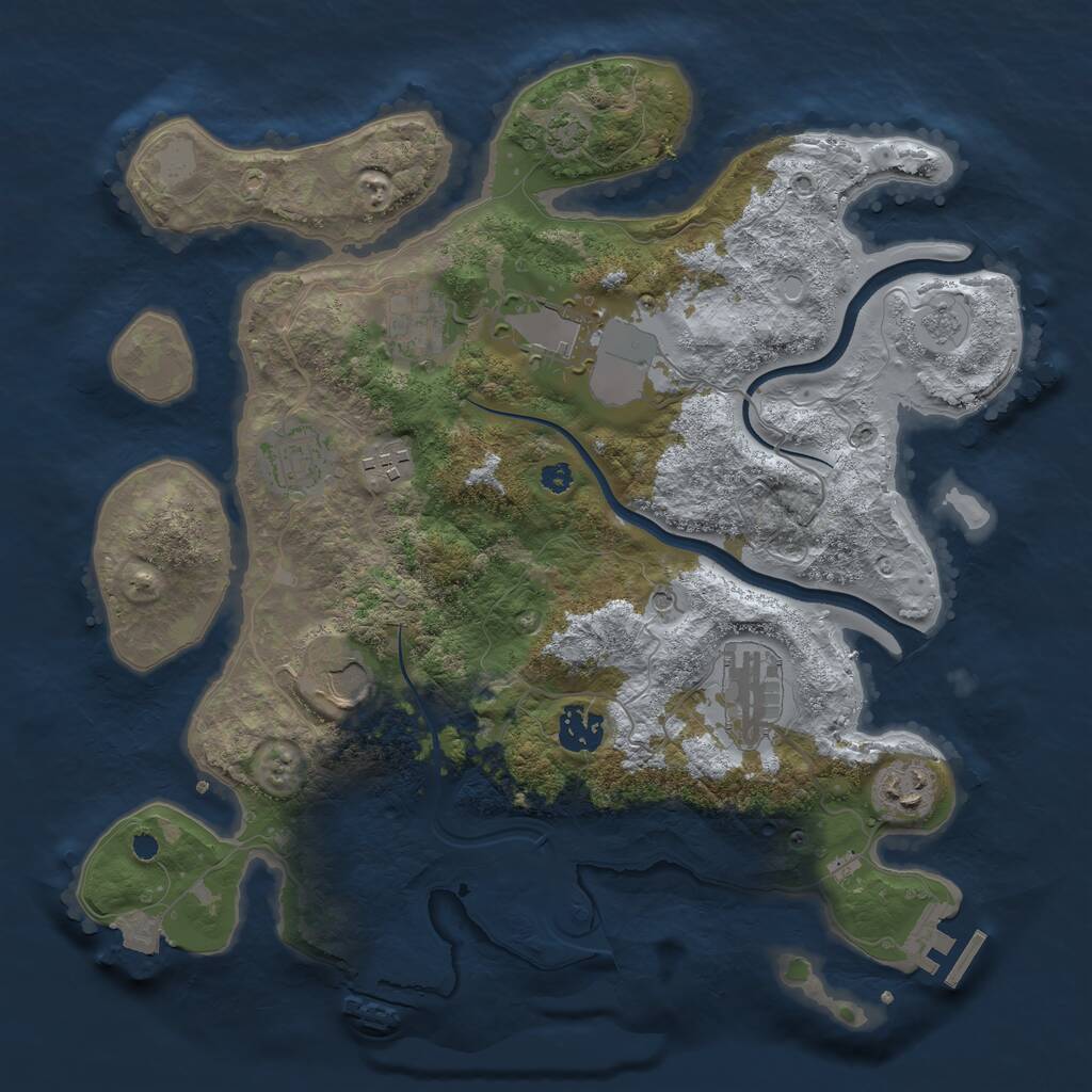 Rust Map: Procedural Map, Size: 3500, Seed: 8776765, 14 Monuments