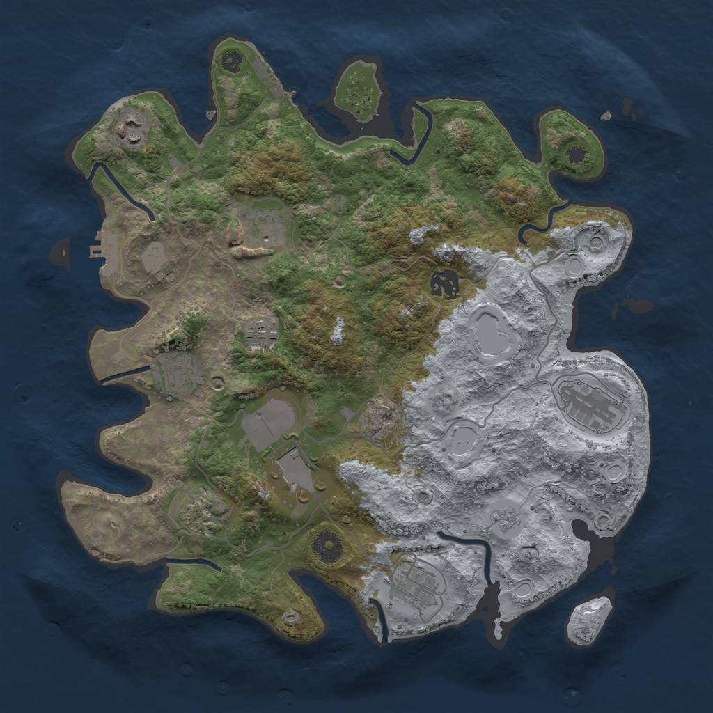 Rust Map: Procedural Map, Size: 3500, Seed: 69379053, 16 Monuments