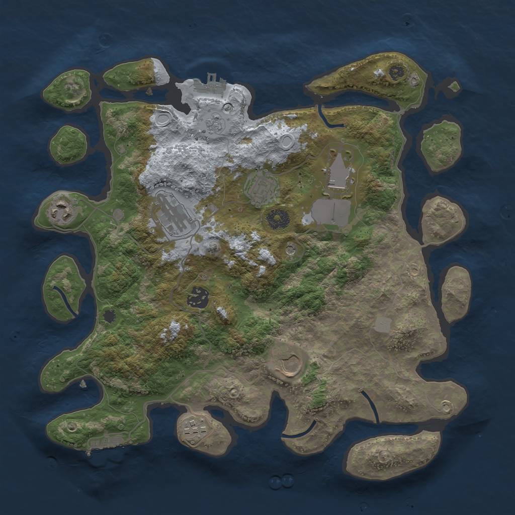 Rust Map: Procedural Map, Size: 3500, Seed: 1107822925, 14 Monuments