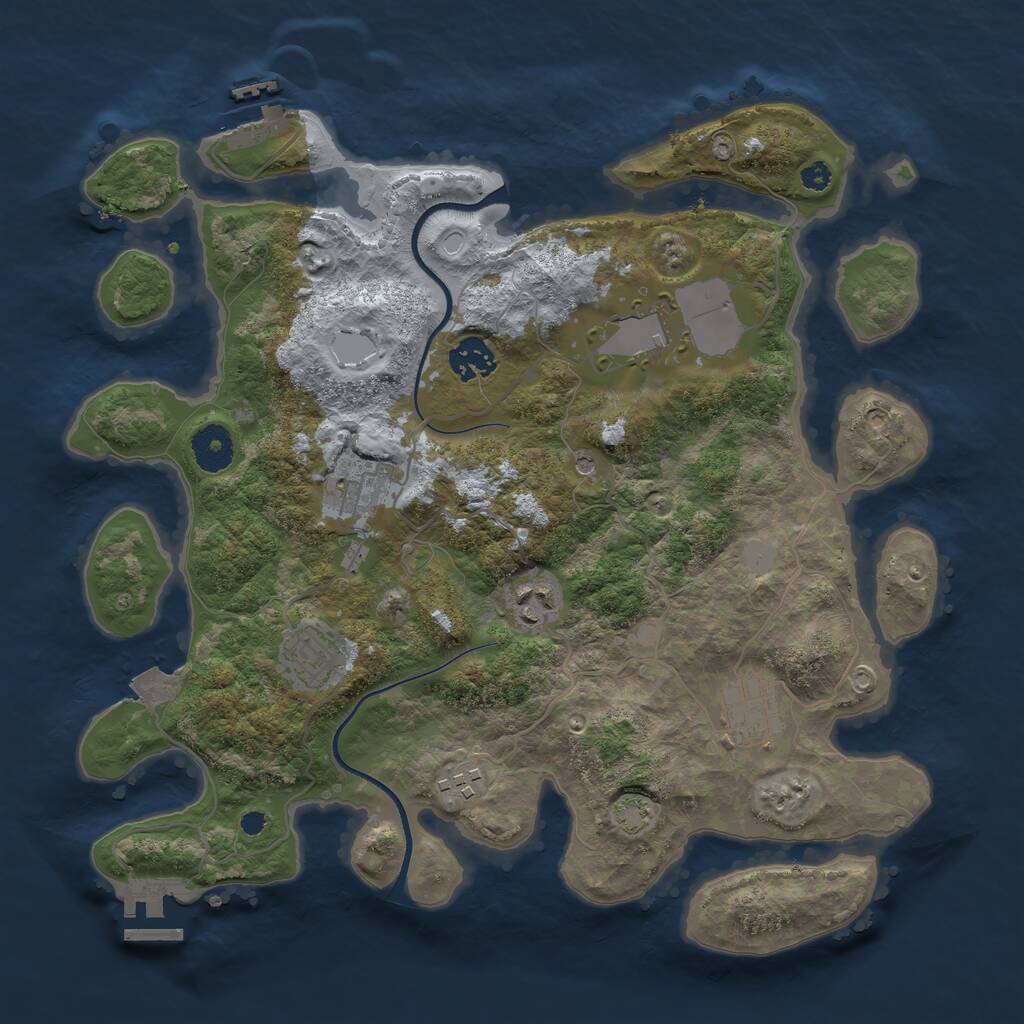 Rust Map: Procedural Map, Size: 3500, Seed: 1107822925, 12 Monuments