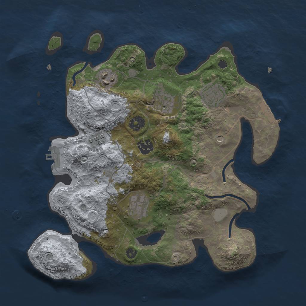 Rust Map: Procedural Map, Size: 3000, Seed: 288441375, 12 Monuments