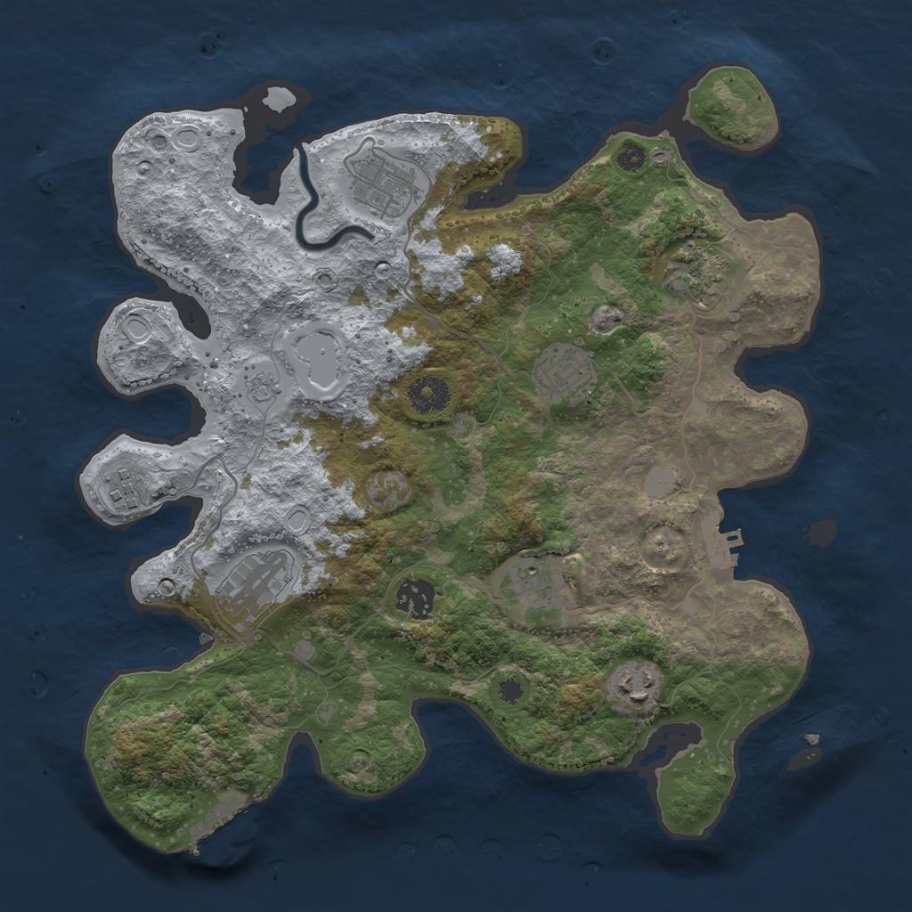 Rust Map: Procedural Map, Size: 3400, Seed: 869554408, 14 Monuments