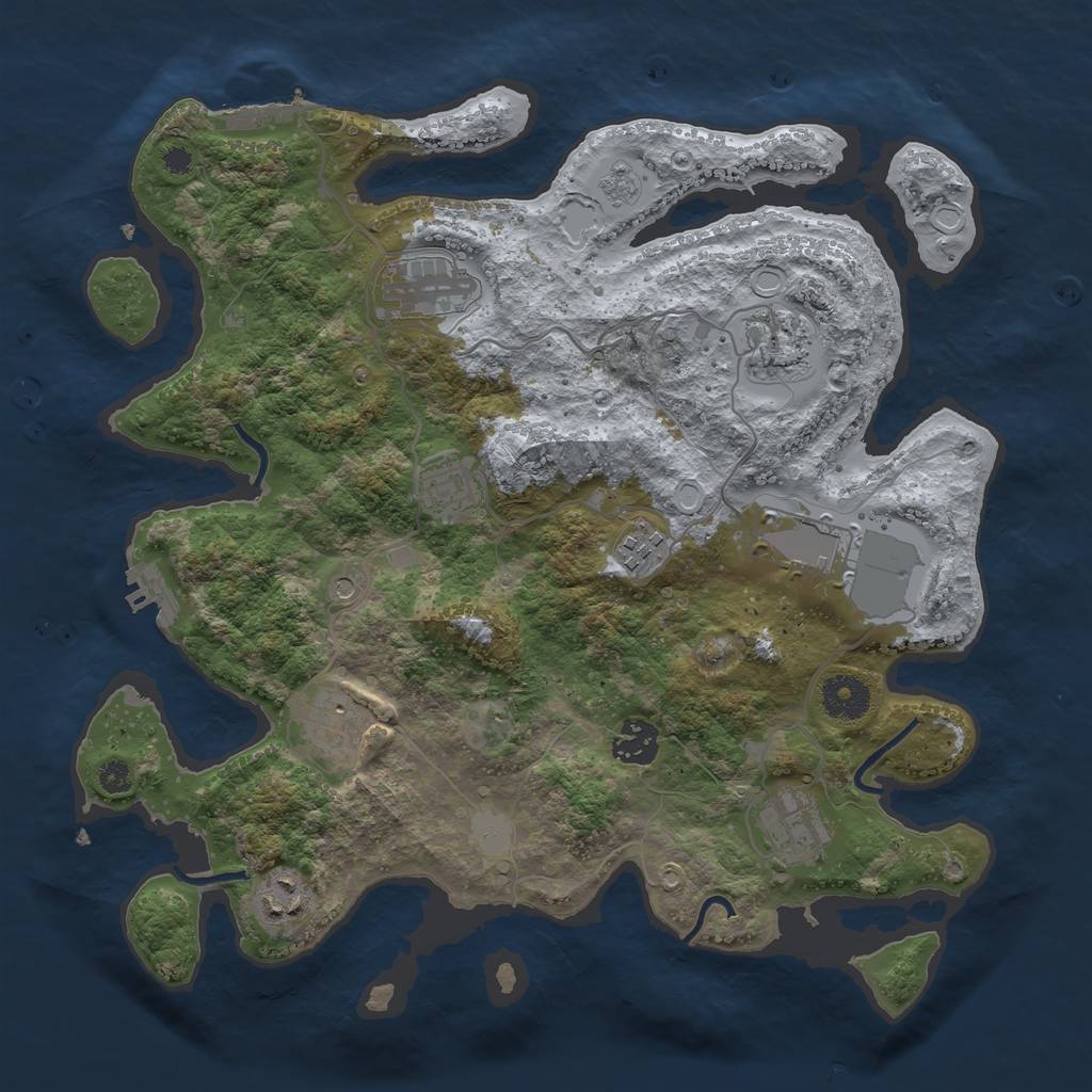 Rust Map: Procedural Map, Size: 3500, Seed: 603049940, 16 Monuments