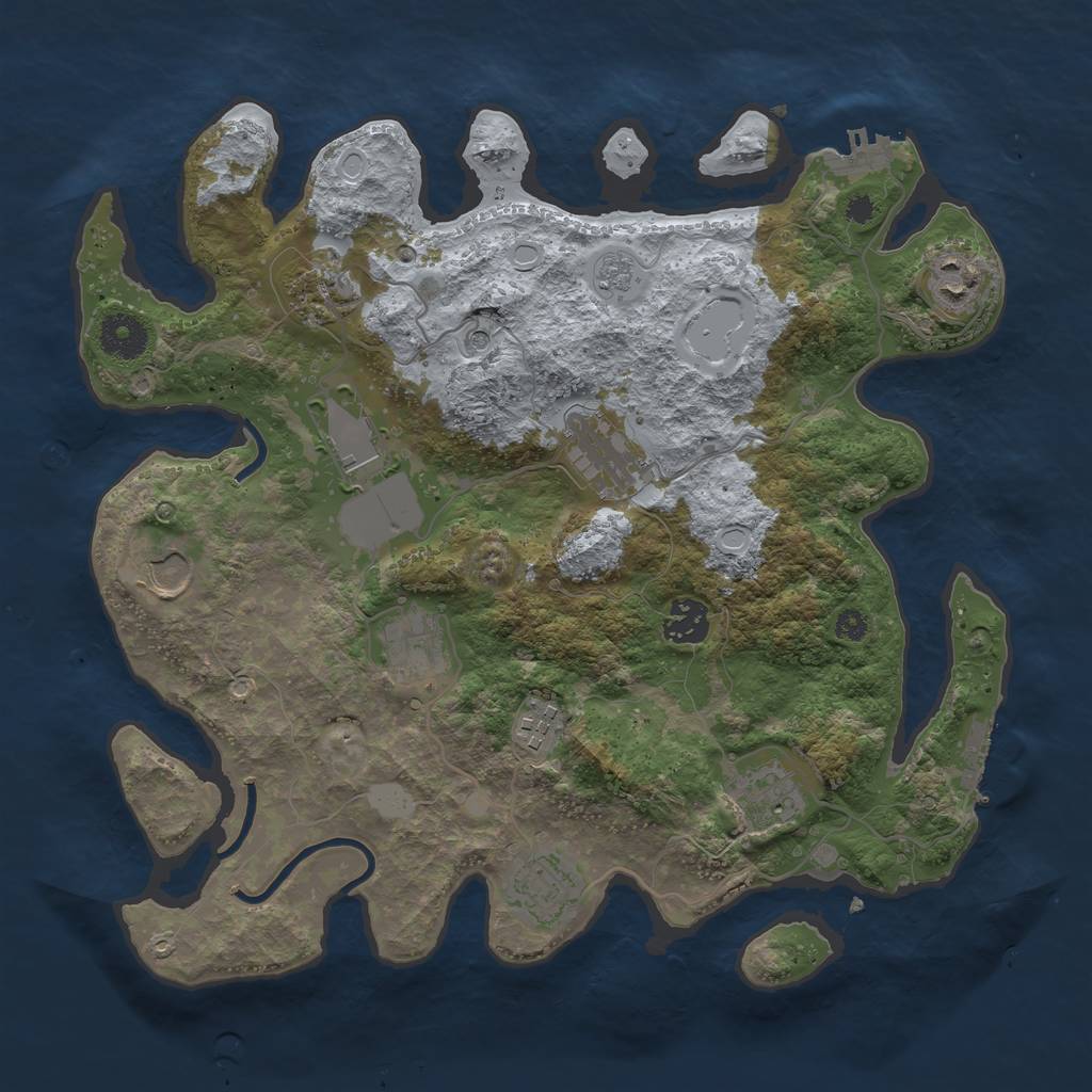 Rust Map: Procedural Map, Size: 3500, Seed: 853075538, 17 Monuments