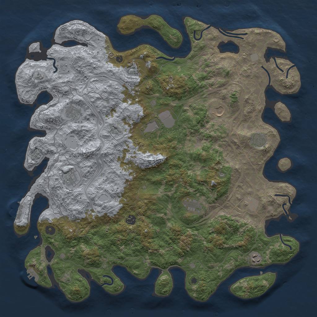 Rust Map: Procedural Map, Size: 4800, Seed: 1965329772, 18 Monuments