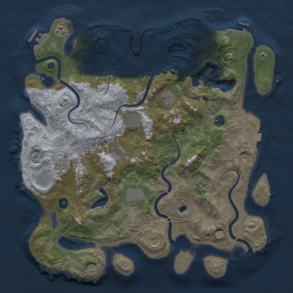 Rust Map: Procedural Map, Size: 4250, Seed: 475884543, 16 Monuments