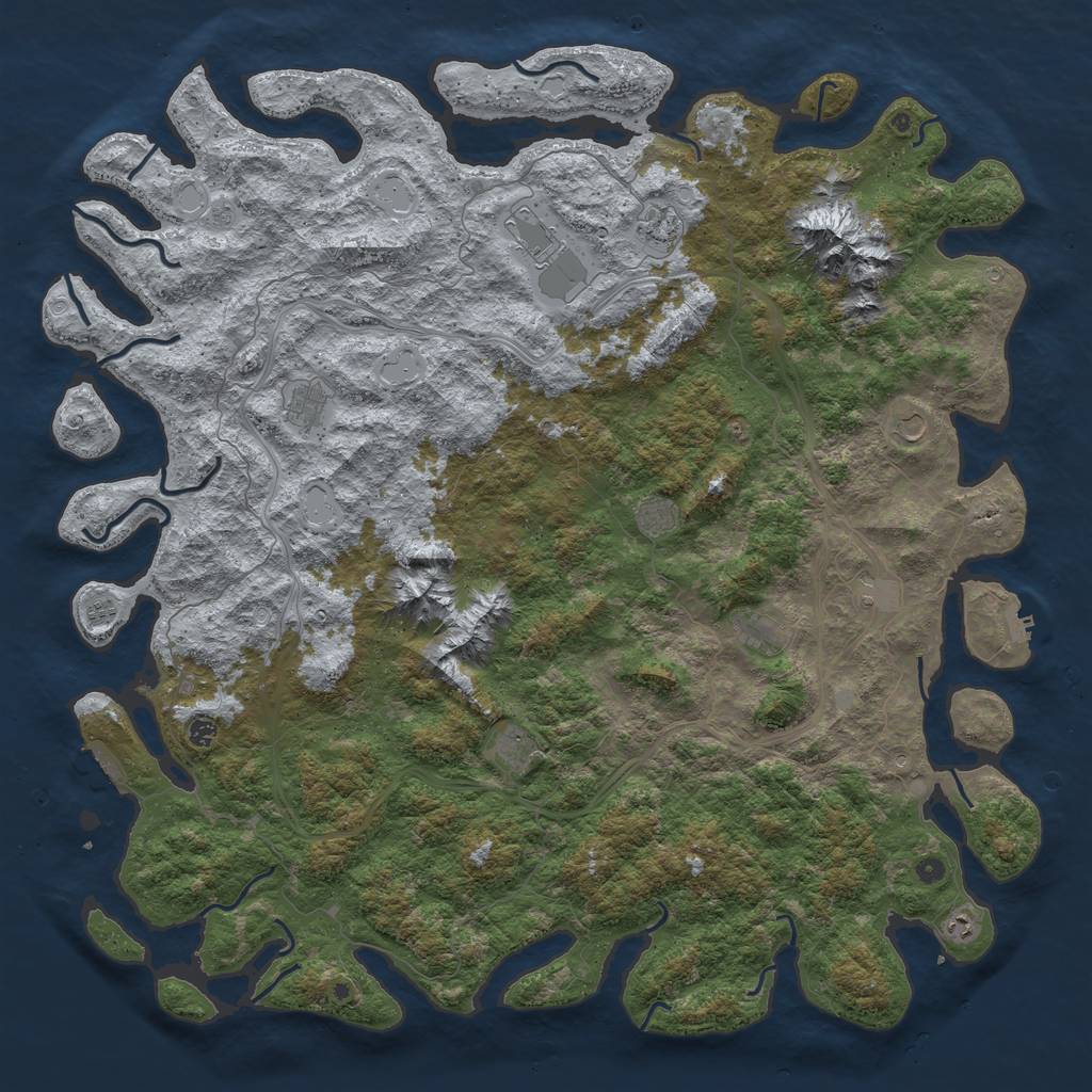 Rust Map: Procedural Map, Size: 6000, Seed: 374102683, 18 Monuments