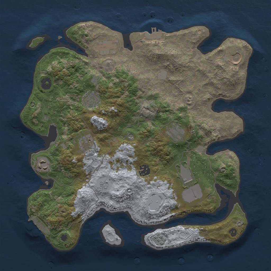 Rust Map: Procedural Map, Size: 3500, Seed: 323576, 16 Monuments