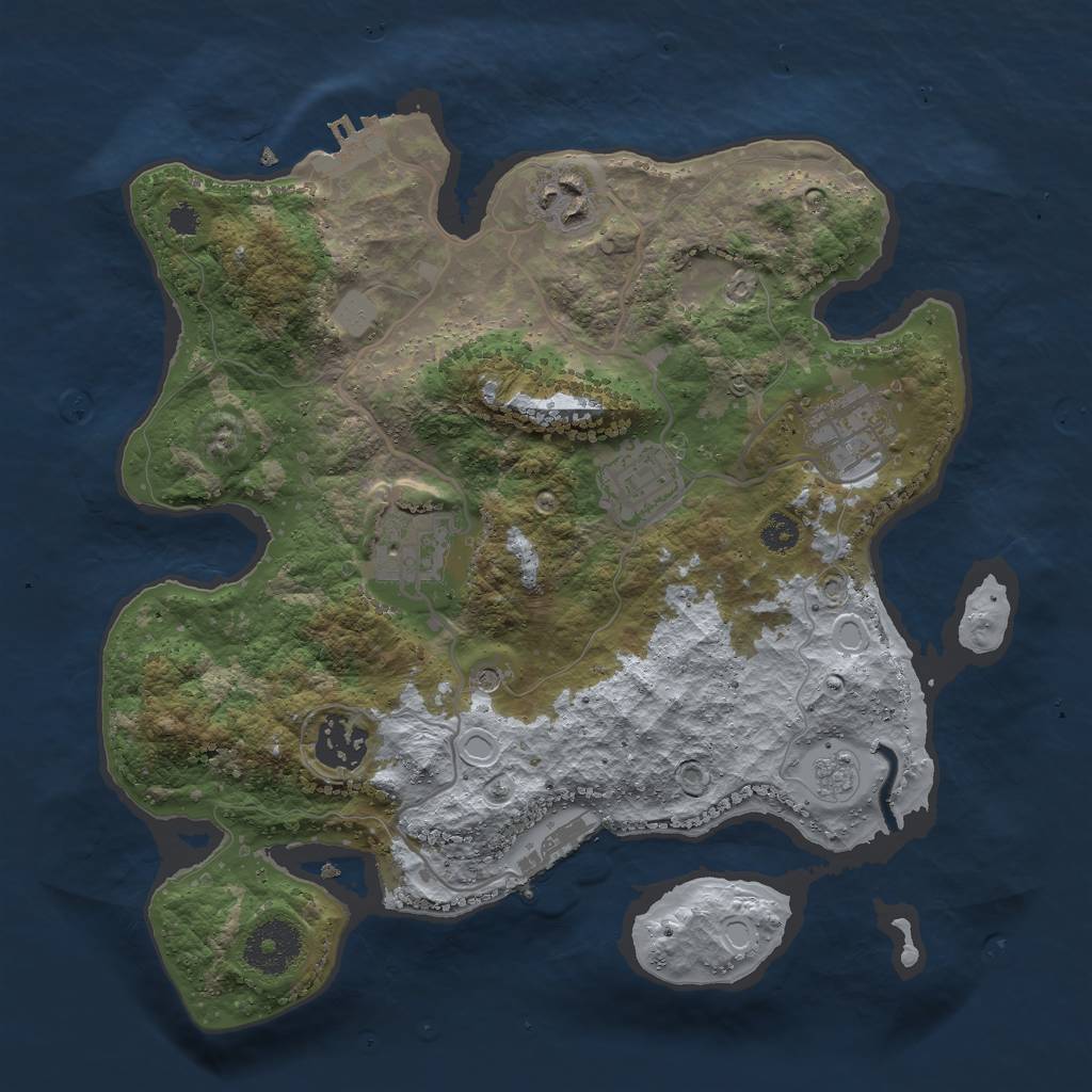 Rust Map: Procedural Map, Size: 3000, Seed: 2452732, 12 Monuments