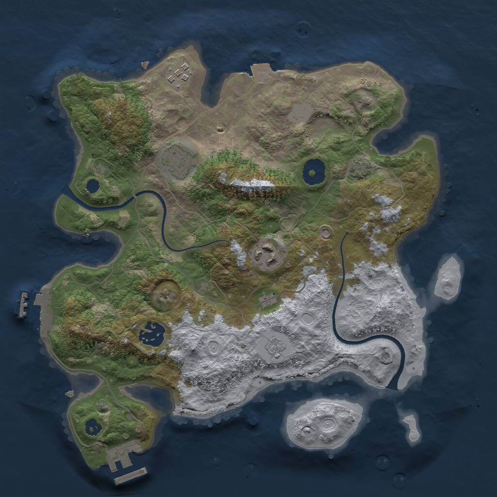 Rust Map: Procedural Map, Size: 3000, Seed: 2452732, 9 Monuments