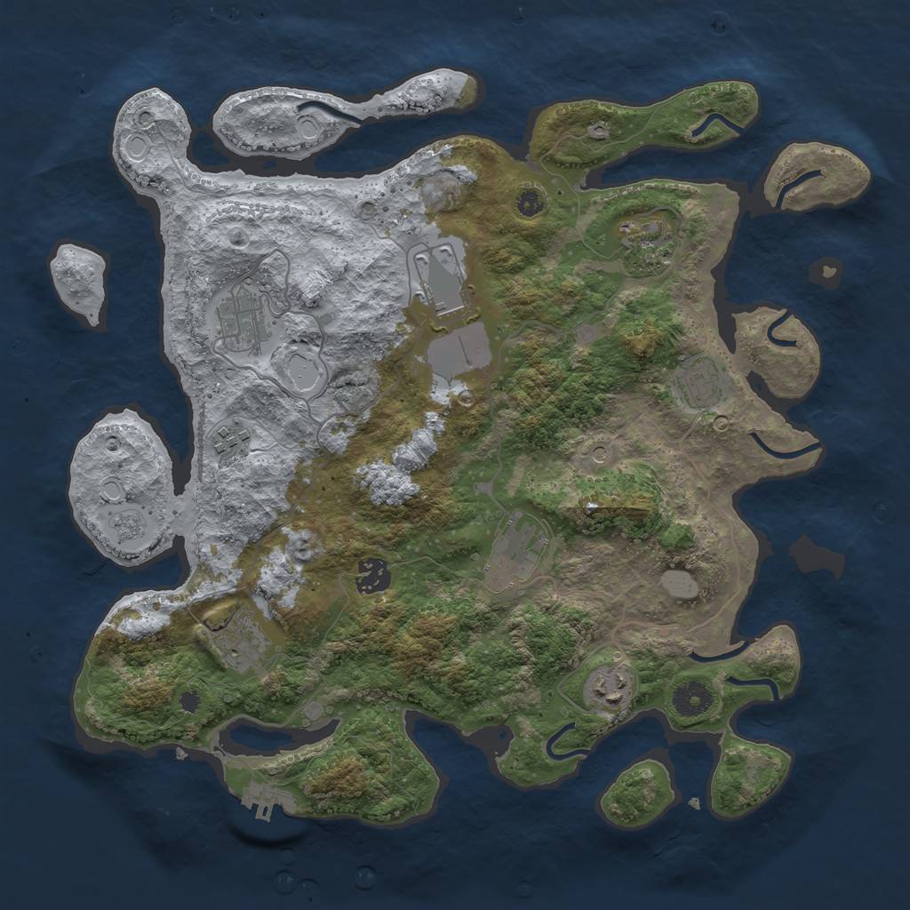 Rust Map: Procedural Map, Size: 3700, Seed: 1681660631, 15 Monuments