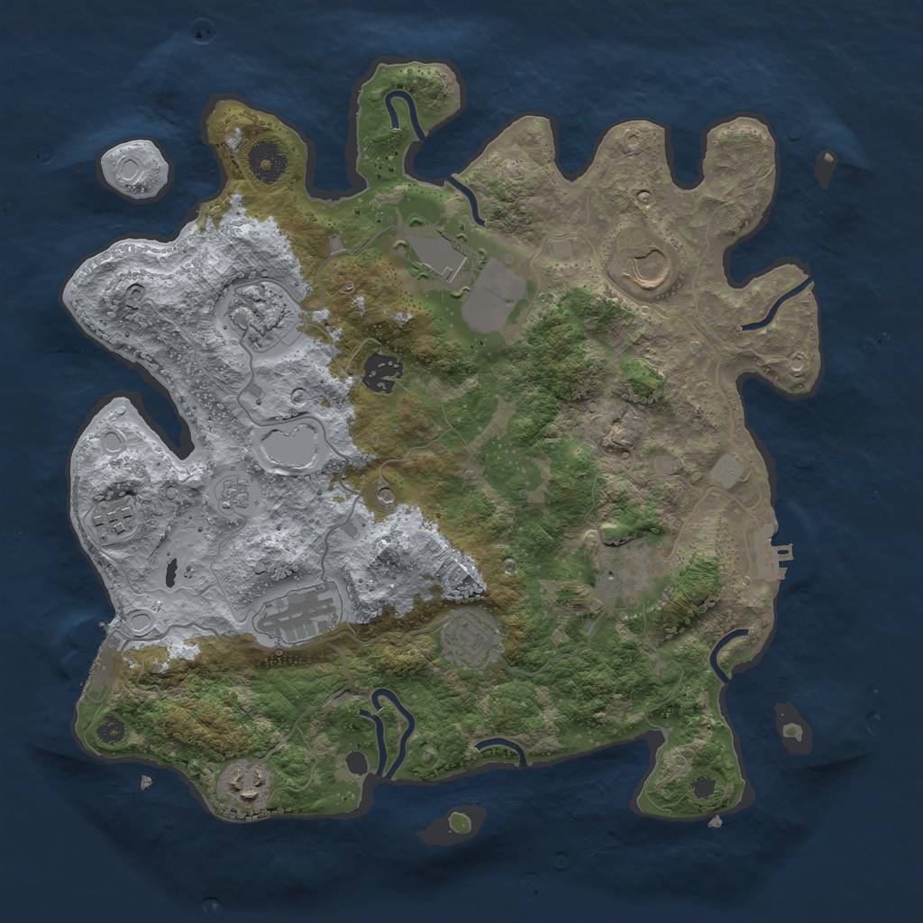 Rust Map: Procedural Map, Size: 3500, Seed: 1423219436, 16 Monuments