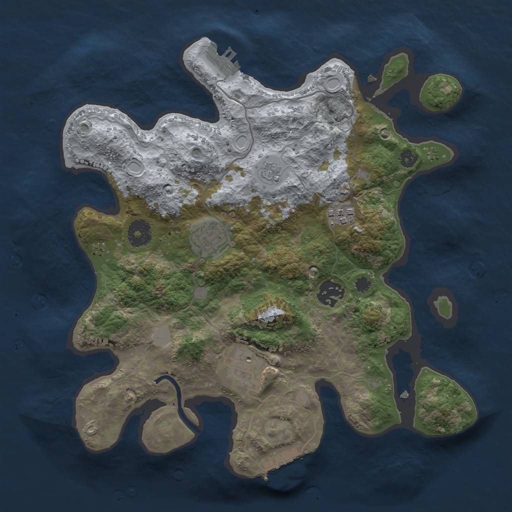 Rust Map: Procedural Map, Size: 3000, Seed: 1098041247, 10 Monuments