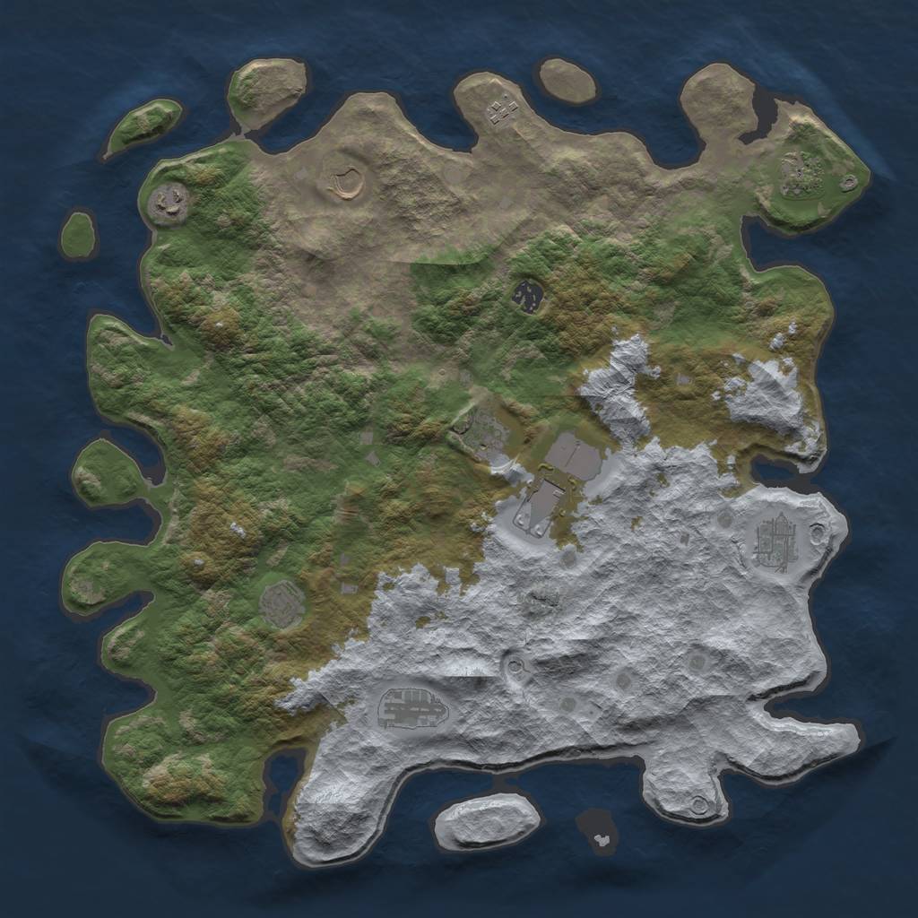 Rust Map: Barren, Size: 4500, Seed: 210572404, 13 Monuments