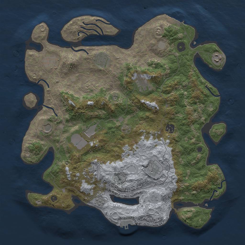 Rust Map: Procedural Map, Size: 4000, Seed: 1162634226, 17 Monuments
