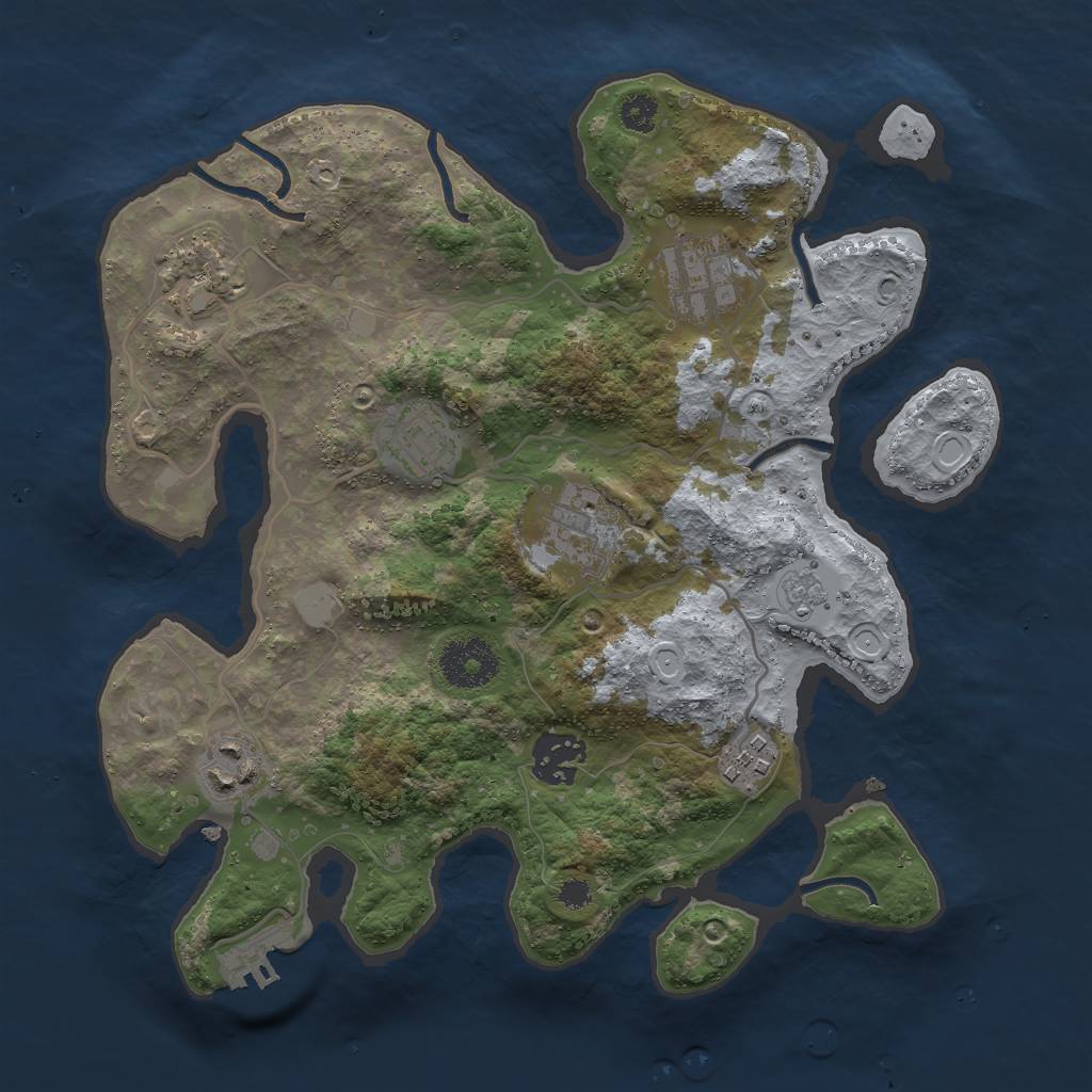 Rust Map: Procedural Map, Size: 3000, Seed: 580586731, 12 Monuments
