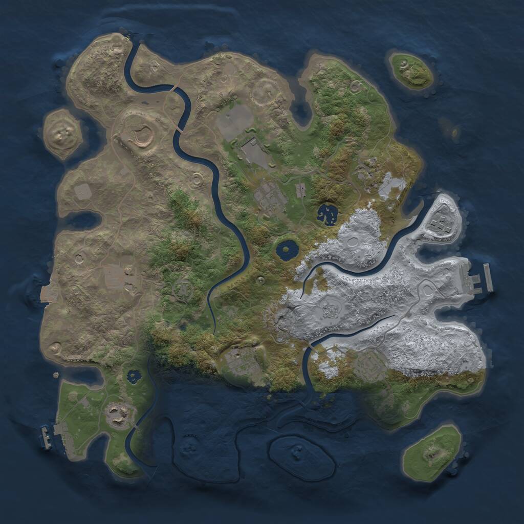 Rust Map: Procedural Map, Size: 3700, Seed: 1804558810, 16 Monuments