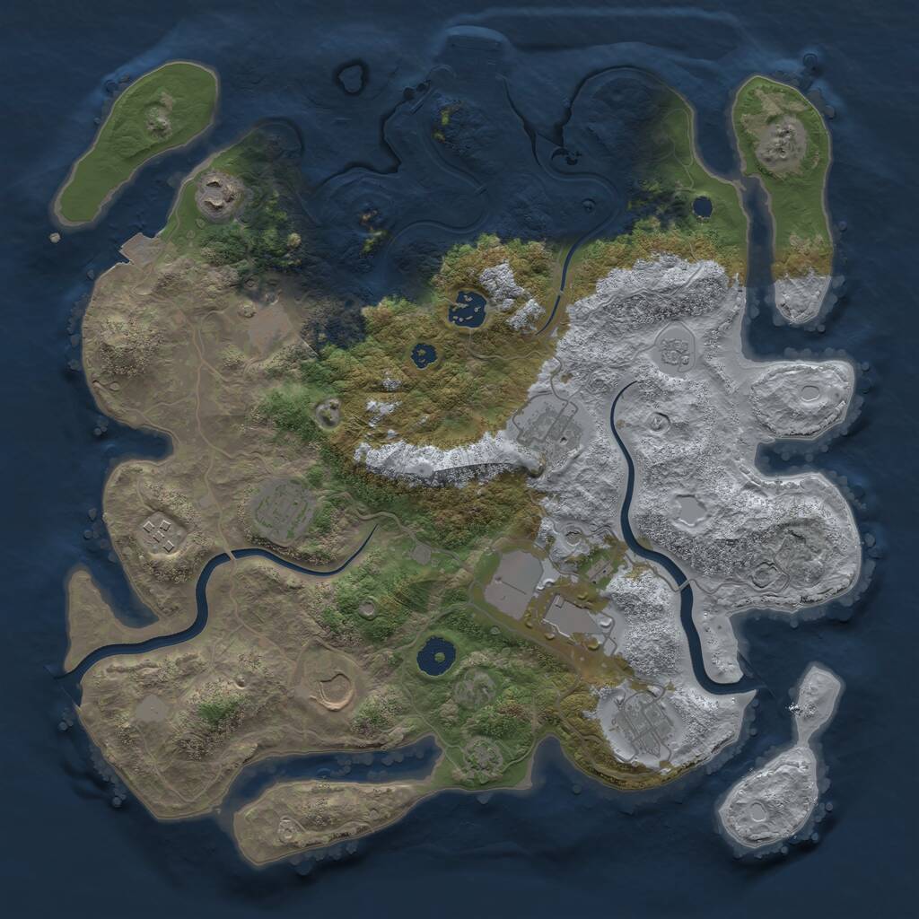 Rust Map: Procedural Map, Size: 3700, Seed: 513664900, 14 Monuments