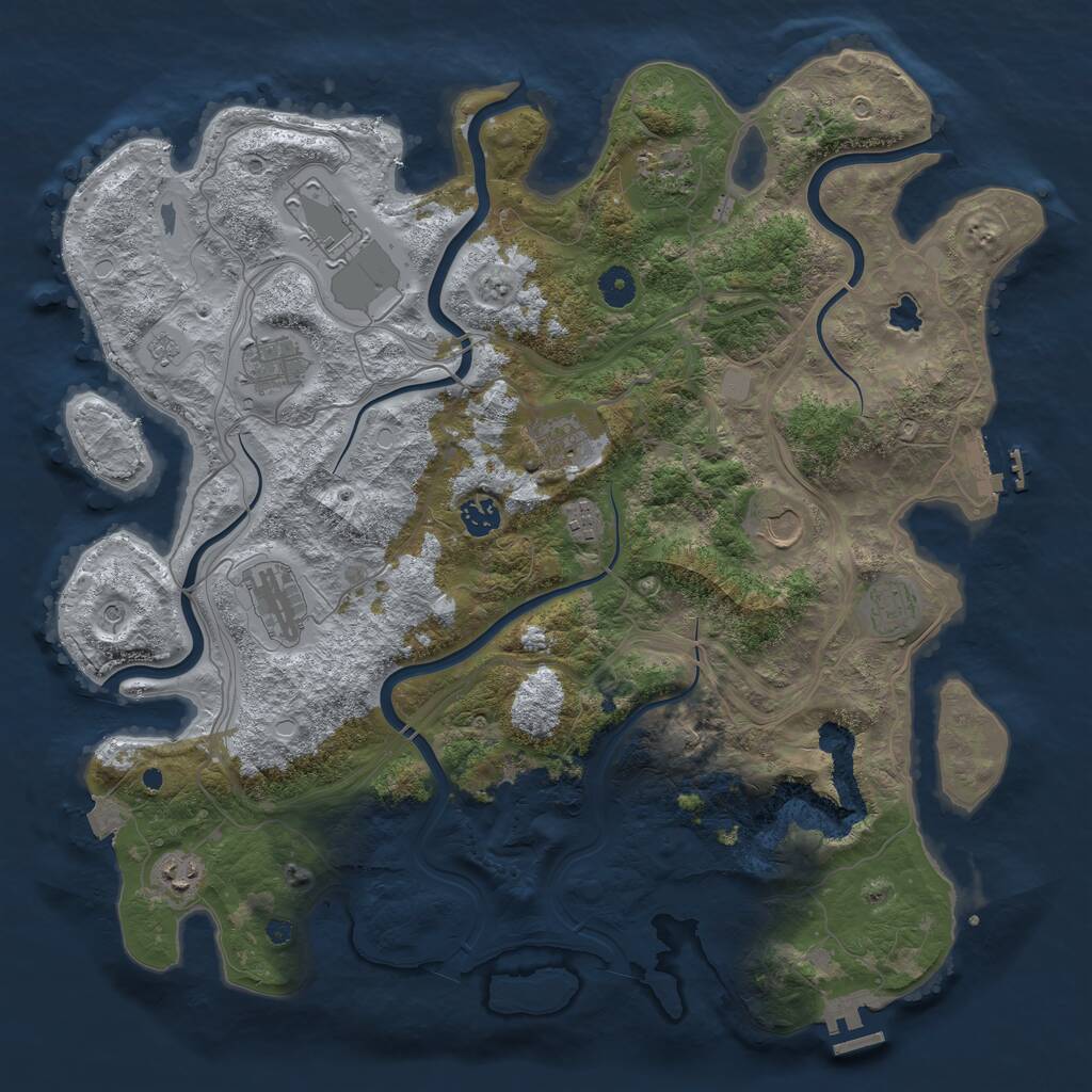 Rust Map: Procedural Map, Size: 4250, Seed: 49842385, 16 Monuments